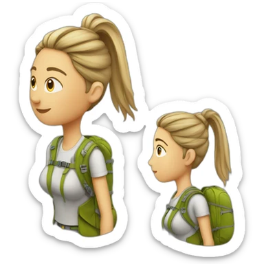 famale Backpackers with ponytail sticker