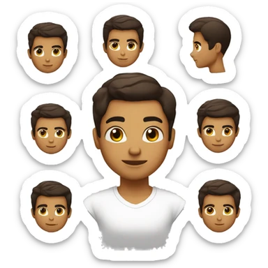 garcon paux BLANC cheveux lisse noir / brun yeux marrons cheveux cours qui son vers l'avant . sticker