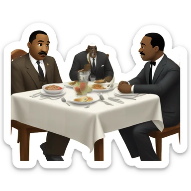 MLK jr. And a walrus having dinner  sticker