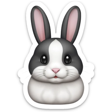 black and white dutch rabbit cute (ios7 style) sticker
