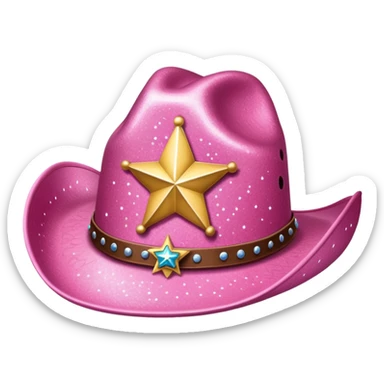 pink glittery cowgirl hat whit sherif star sticker
