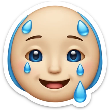 Pleading Face emoji, smiling with closed eyes and two large blue tears—iOS style. sticker