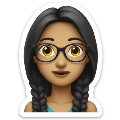 Girl with Long Dark hair and Glases  sticker