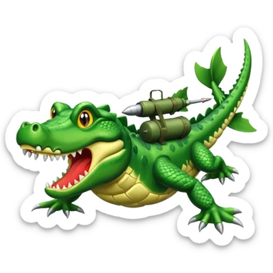 Cocodrilo volador con bombas sticker