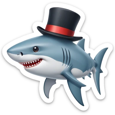 shark with top hat sticker
