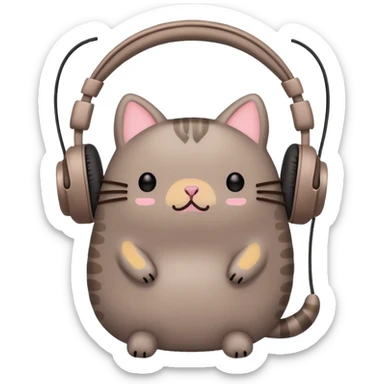 Pusheen with earphones  sticker