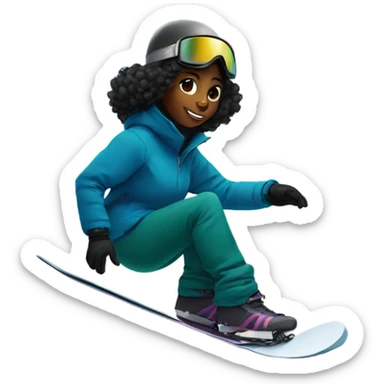 Snowboard black girl on hill sticker