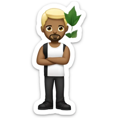 a gangsta with blond short hair, and black short beard and a green leave in his one hand sticker