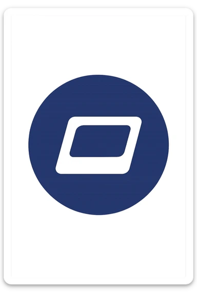 Reimagine the Windows Run icon in a flat, modern style consistent with previous blue circular icons. Use a blue circular background with a simplified white Run symbol (a slanted rectangle with a rounded rectangle inside) centered. The design should have clean, simple lines, be clear and recognizable, and match the style and color palette of other blue circular icons. The background outside the circle is fully transparent. sticker