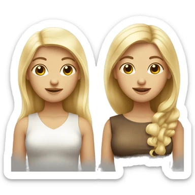 Two friends. One chubby blonde with blue eyes and the other Brazilian with brown eyes and dirty blonde long hair sticker