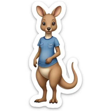 female kangaroo anthropomorphised wearing jeans and a t-shirt walking upright sticker