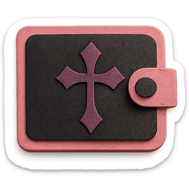 pink and black gothic wallet, layered paper textures, handmade look, soft shadows sticker