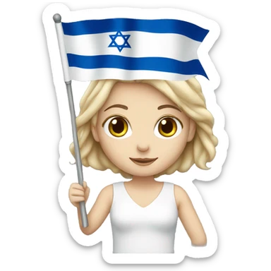 White girl holding Israel flag sticker