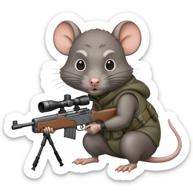 angry rat aiming sniper rifle sticker