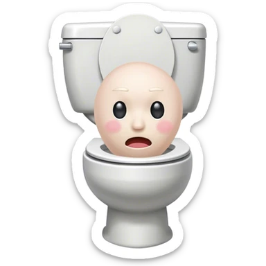 A toilet with a head coming out of it sticker