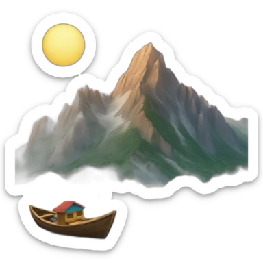 Mountains & boat sticker