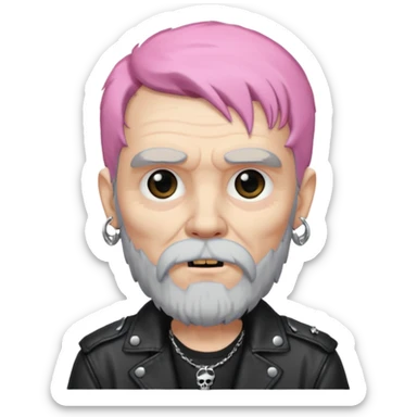 pink haired metalhead grandpa sticker