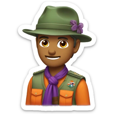 pañuelo scout verde, naranja y violeta sticker