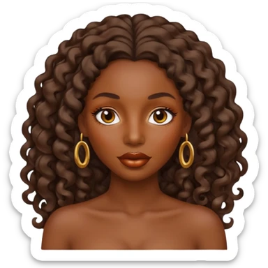 Black beautiful woman with bronze skin, long curls and full lips sticker