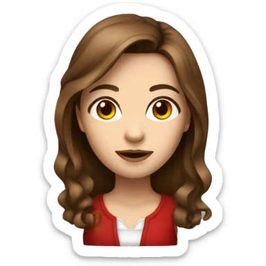 Designer Girl with brown hair and earing Red glass sticker