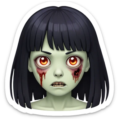 zumbie with bkack hair and bangs sticker
