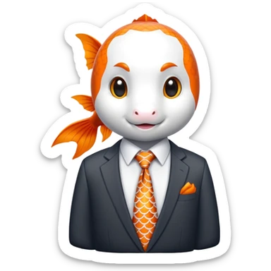 koi fish wearing business suit sticker