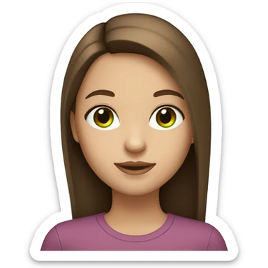 Girl with long, straight brown hair, green eyes, light skin. sticker