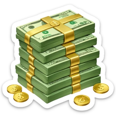 a lot of money and a small amount of money sticker