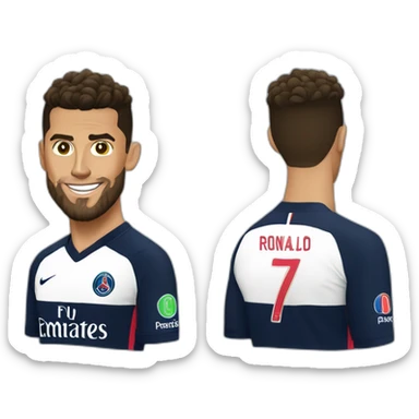 Cristiano Ronaldo barbe peau foncé maillot psg sticker