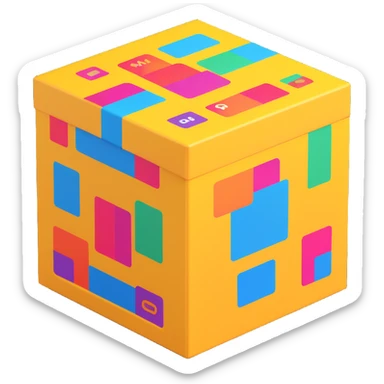 3D Etch A Sketch-inspired box with a modern twist, top designed like a printer actively printing colorful stickers, playful and tech-forward design, stickers clearly visible as they emerge from the printer top sticker