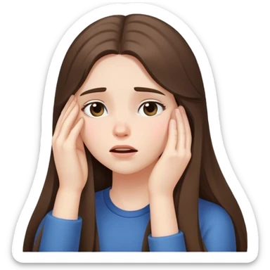 pale brunette girl with long hair face palm sticker