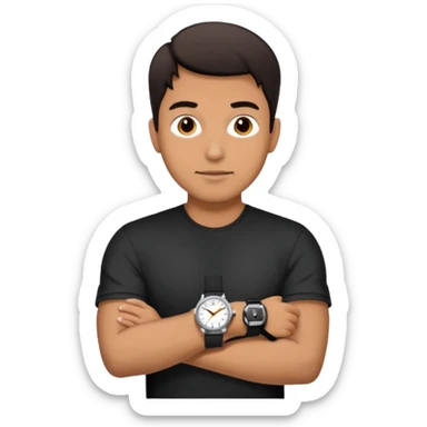 man wearing a black strap watch sticker