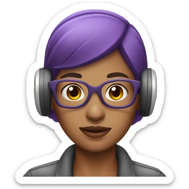 Woman with short, purple hair wearing ear defenders  sticker