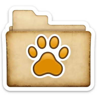a folder of documents with a pawprint on it sticker