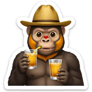 Mexican gorilla drinking tequila dobel sticker