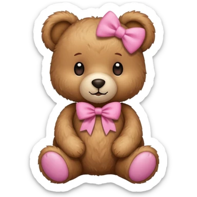 teddy bear with pink bow sticker