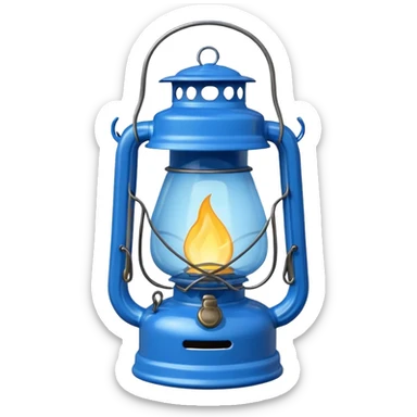 adorable cartoon blue oil lantern emoji, hurricane style with wire guard sticker