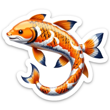 Exotic Tropical Floral Swirl-Patterned Tribal Pretty Asian ornate painted Japanese aesthetic beautiful shiny pretty glossy smooth elegant Koi-Fish-Kitsune-Yokai-animal-creature with tiger stripes on it, 4 legs, a tail sticker
