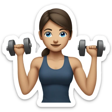 brunette girl with blue eyes lifting weights sticker
