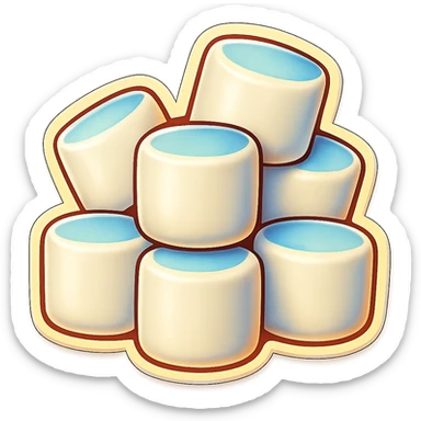 Remove the faces from the marshmallows, keep the retro stickers style and transparent background the same. sticker