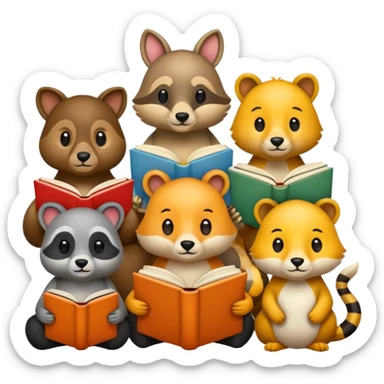 animals reading books sticker