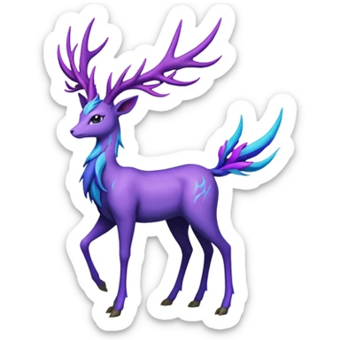 Pokemon legendary cian and purple  xerneas sticker