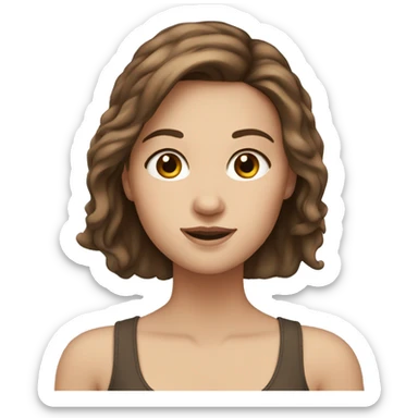 white girl with brown hair and brown eyes sticker