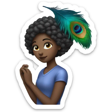 a girl wth peacock feather sticker