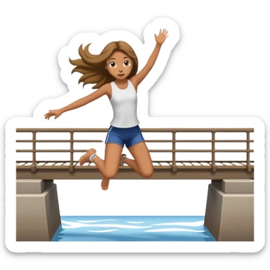 Girl jumping from a bridge sticker