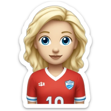 White blonde blue eyed girl with Red soccer Shirt sticker