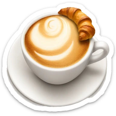 Cup of cappuccino with croissant sticker