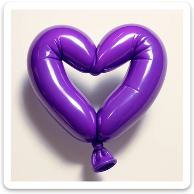 purple heart, inflated look balloon style, no text sticker