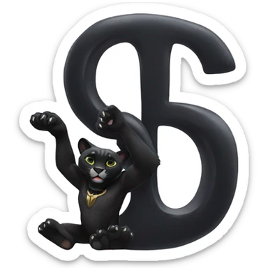 A black panther holding the number 0 in its paws sticker