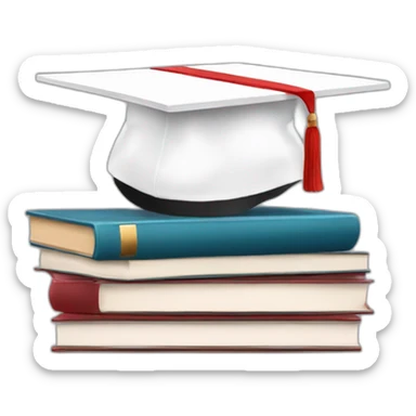 White Student cap with red medical cross On a stack of books sticker